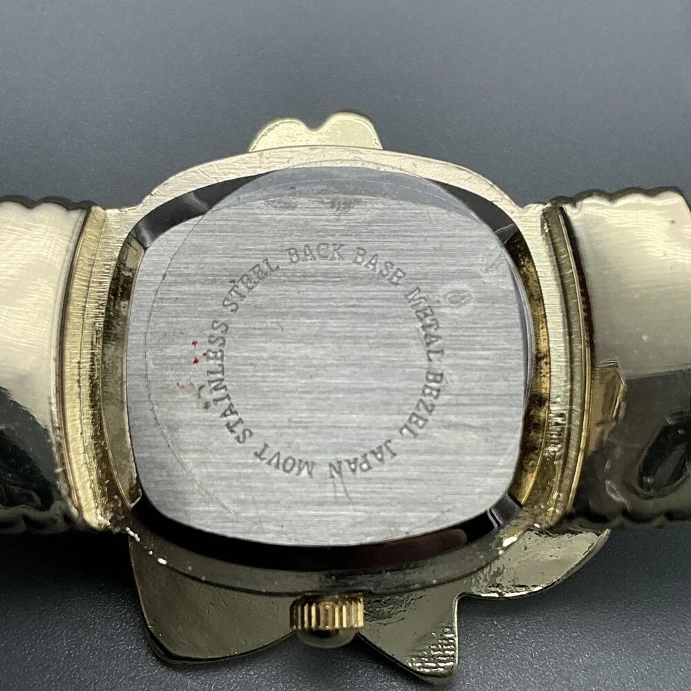 Poinsetta Hidden Dial Poinsetta Watch Women 30mm Gold Tone Open Cuff New Battery